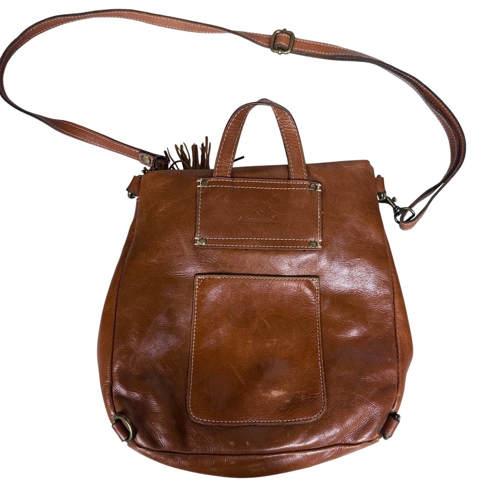 Patricia Nash Convertible Backpack Crossbody Bag Womens Medium Brown Leather